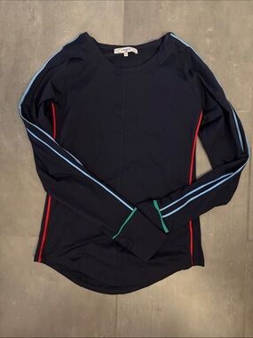 L/S Navy Athletic Top with Contrast Stripes - Lush
